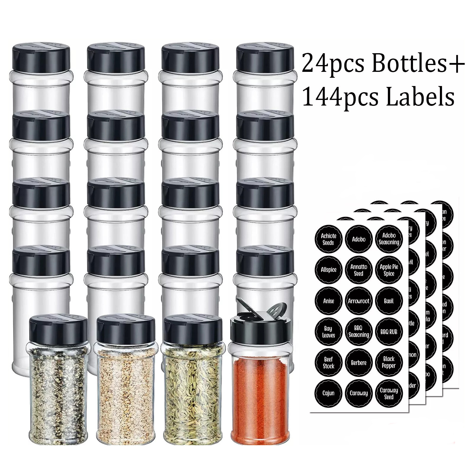empty spice bottles with labels sold on Temu Australia