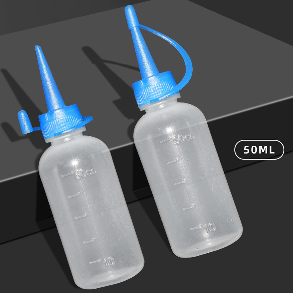 E-shop 8 Stück 50 ml Kunststoff-Keramik-Flaschen mit blauen Deckeln und Zapfen - Ideal für Basteln, DIY-Projekte und die Organisation zu Hause,