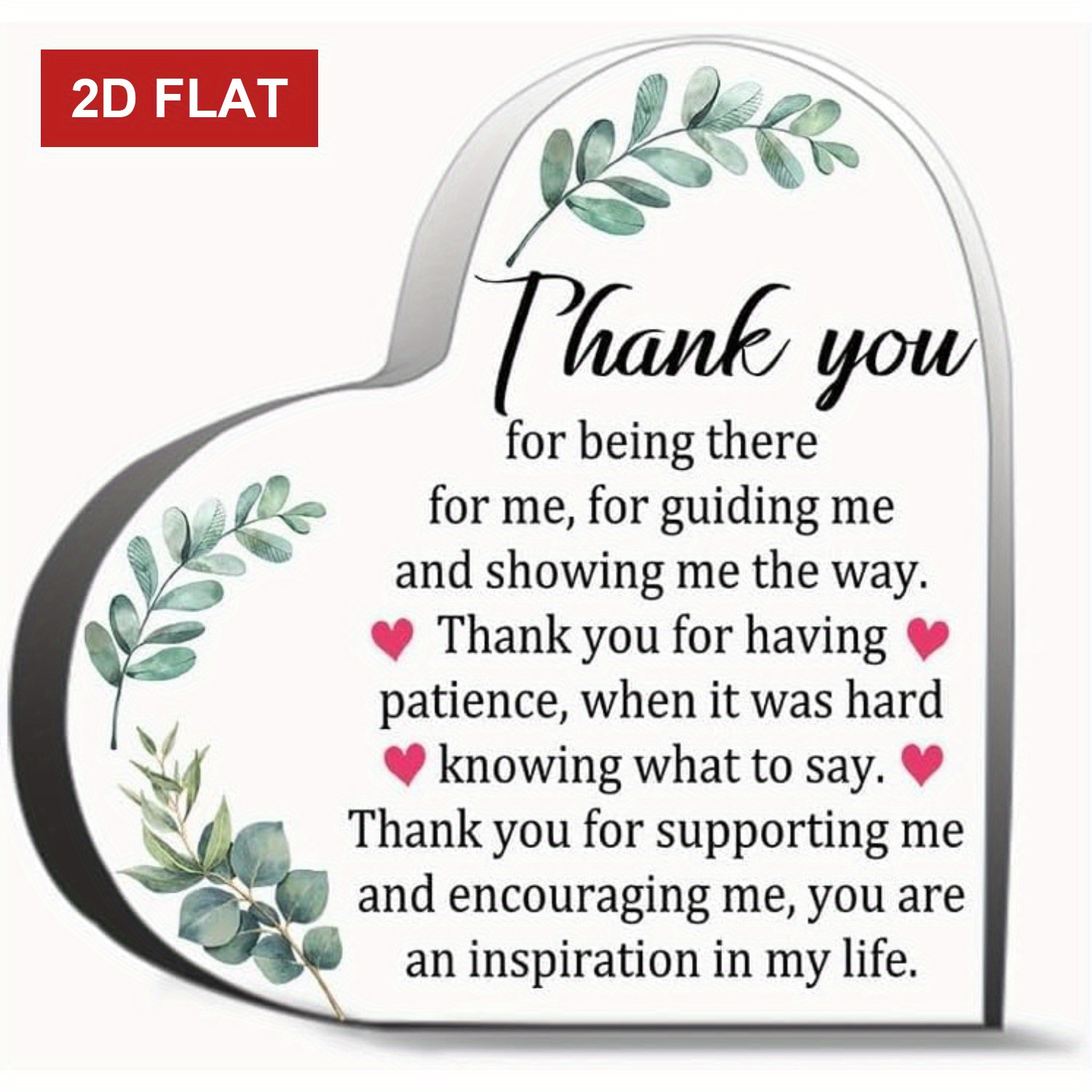 TEMU 2d Flat Thank You Gift For Men And Women, Appreciation To Coworkers, Bosses, , Managers, , And Teachers. A Unique Acrylic Heart-shaped Plaque