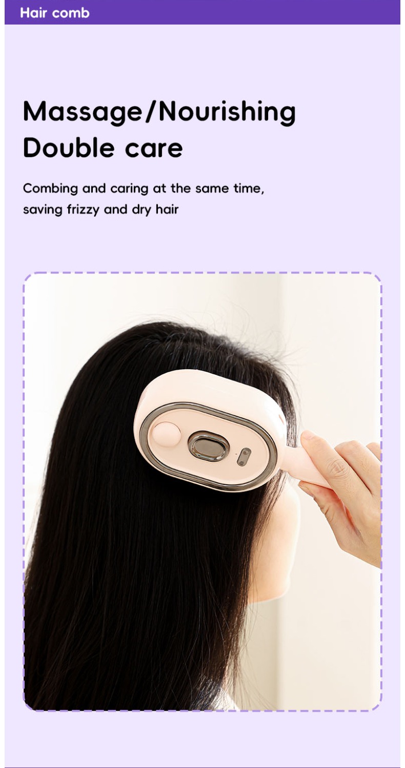 Cepillo de masaje multifuncional con luz roja y rociador, cuidado capilar antifrizz, depósito de agua grande, portátil, limpieza con un clic para cabello enredado, nutrición profunda del cuero cabelludo, regalo para novia en el Día de la Madre