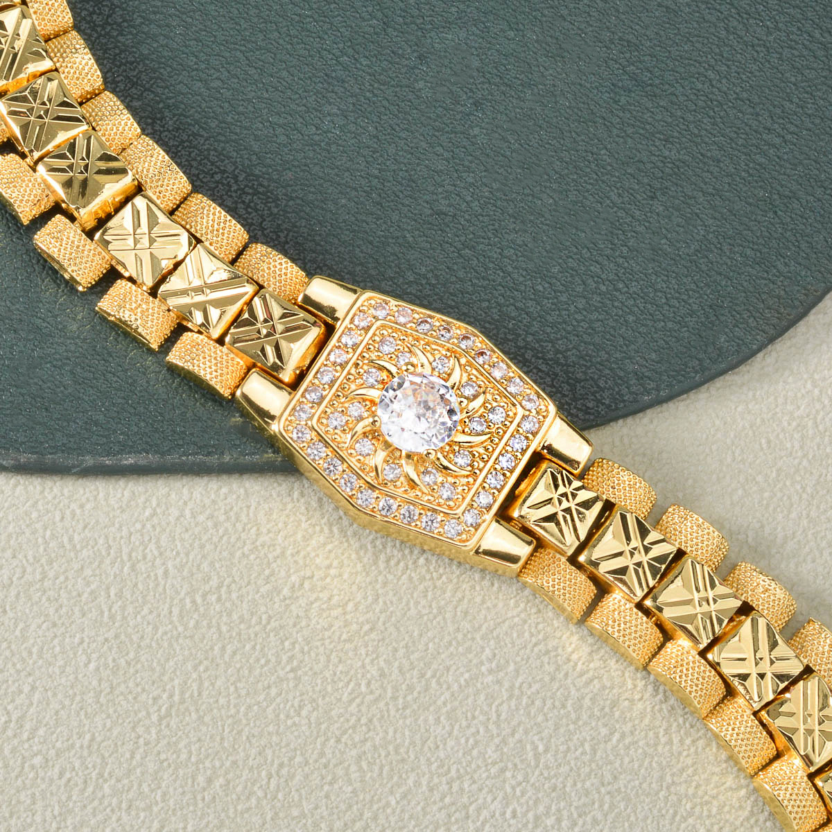 Middle Eastern-Inspired Zirconia Watch Strap & Copper Bracelet