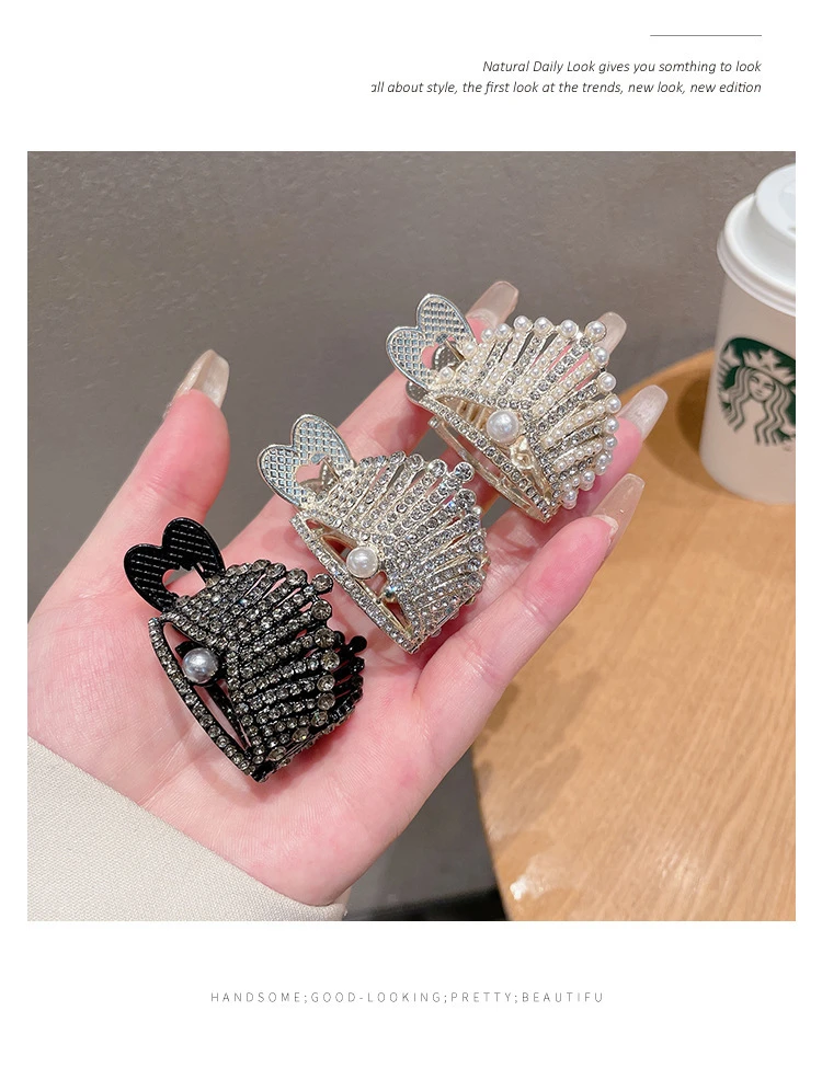 1pc elegant crystal shark hair claw for women sparkling   design durable alloy ideal for thick long hair ponytails stylish hair accessory   accessory alloy hairpin hair claw clip details 3