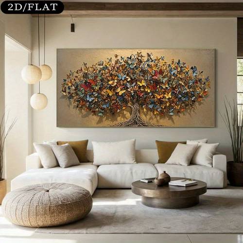 1pc large modern abstract tree of life wall art painting oversized horizontal 27 5 x55 1 70x140cm multicolor minimalist art deco modern canvas for large wall decor tree of life mythical artwork for bedroom 2d flat
