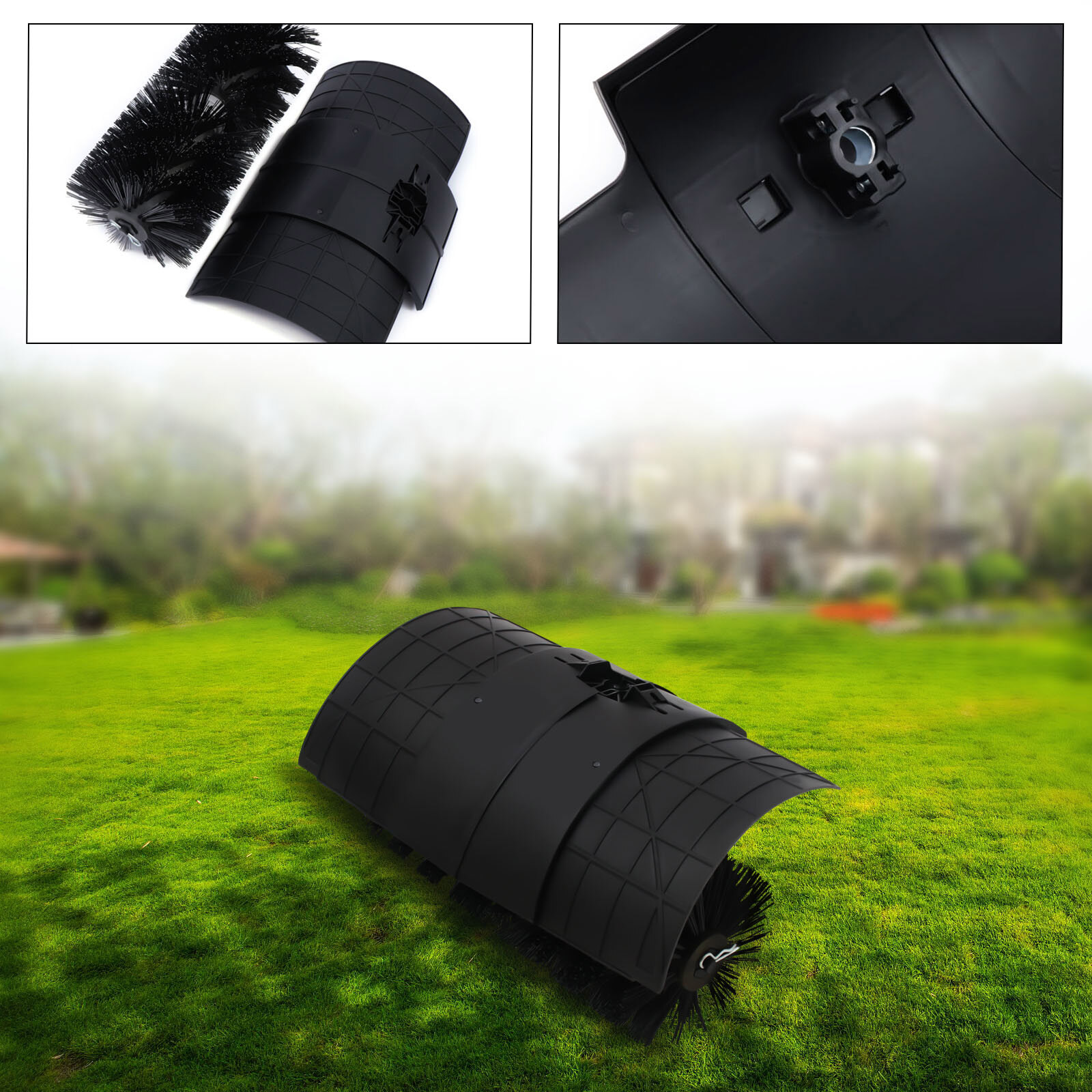Image of Power Broom Attachment, Gasoline Sweeper Brush Head With Baffle, Black Replacement Brush Head Accessories