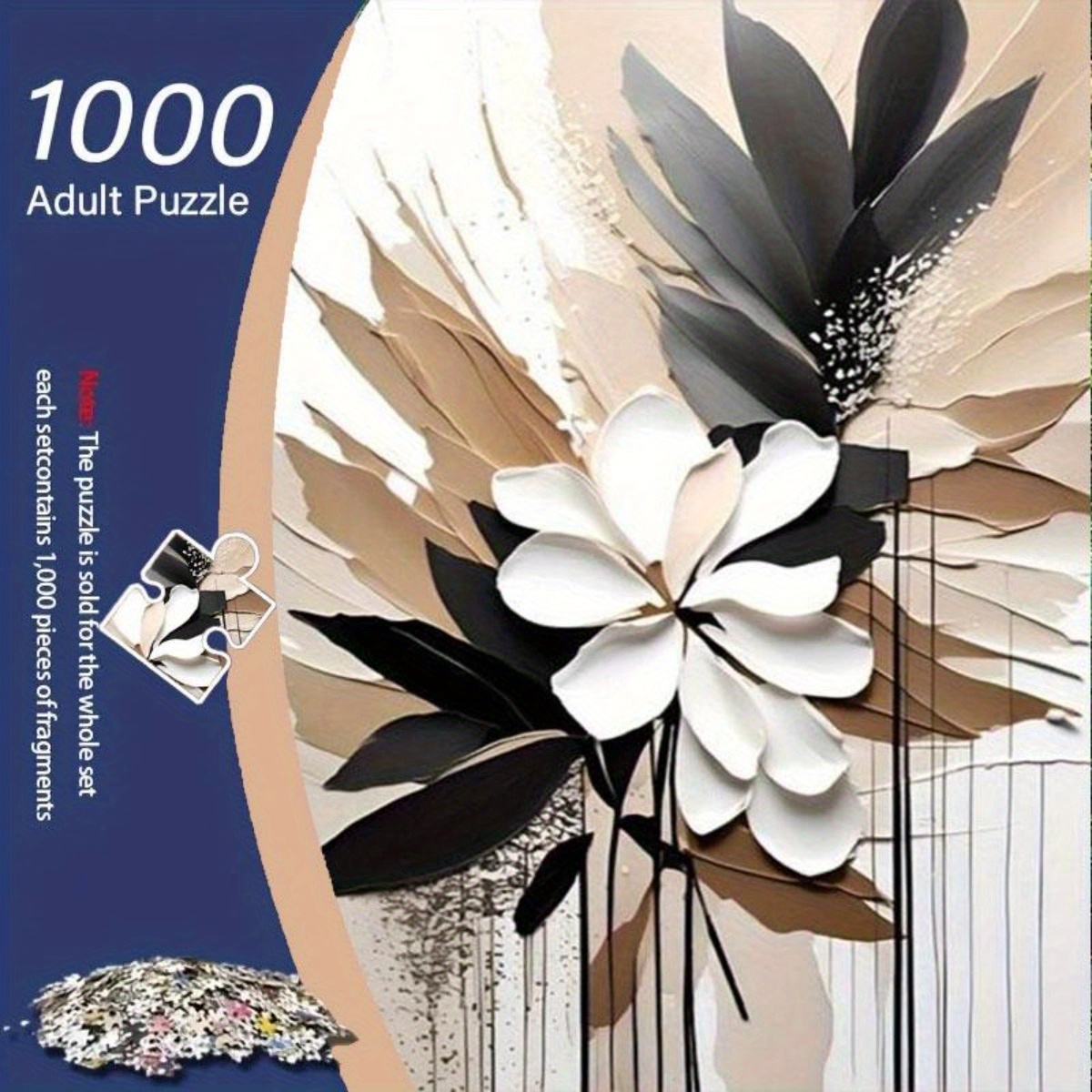 TEMU 1000pcs Three-dimensional Puzzle With And Black And Brown Leaves With Artistic Decoration, Decompression And , Simple And -adult Puzzles Large