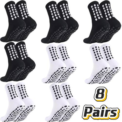 8 pairs grip soccer socks colorful non slip sports football basketball yoga socks for men women