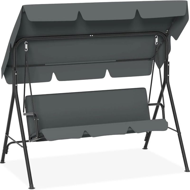 Swing Chair Garden Swing Bench 3-seater With Adjustable Roof Cover Garden Lounger Hanging Bench Hanging Swing With Load Capacity Up To 200 Kg