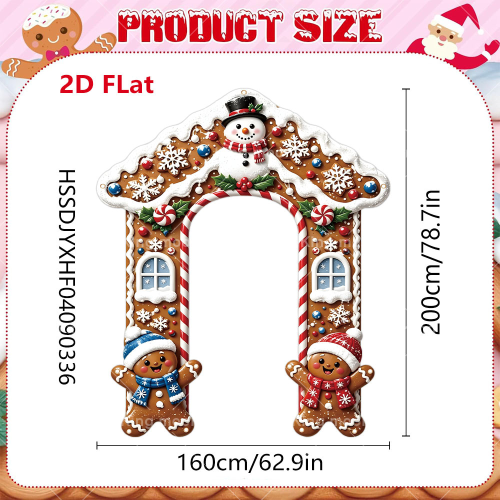TEMU Bannière 2D Plate, 2D Plate - 2D Plate, 2D Plate - 2D Plate, 1pc Maison d'Épice de Neige d'Épice Bannière de Noël, Fabriquée en Matériau