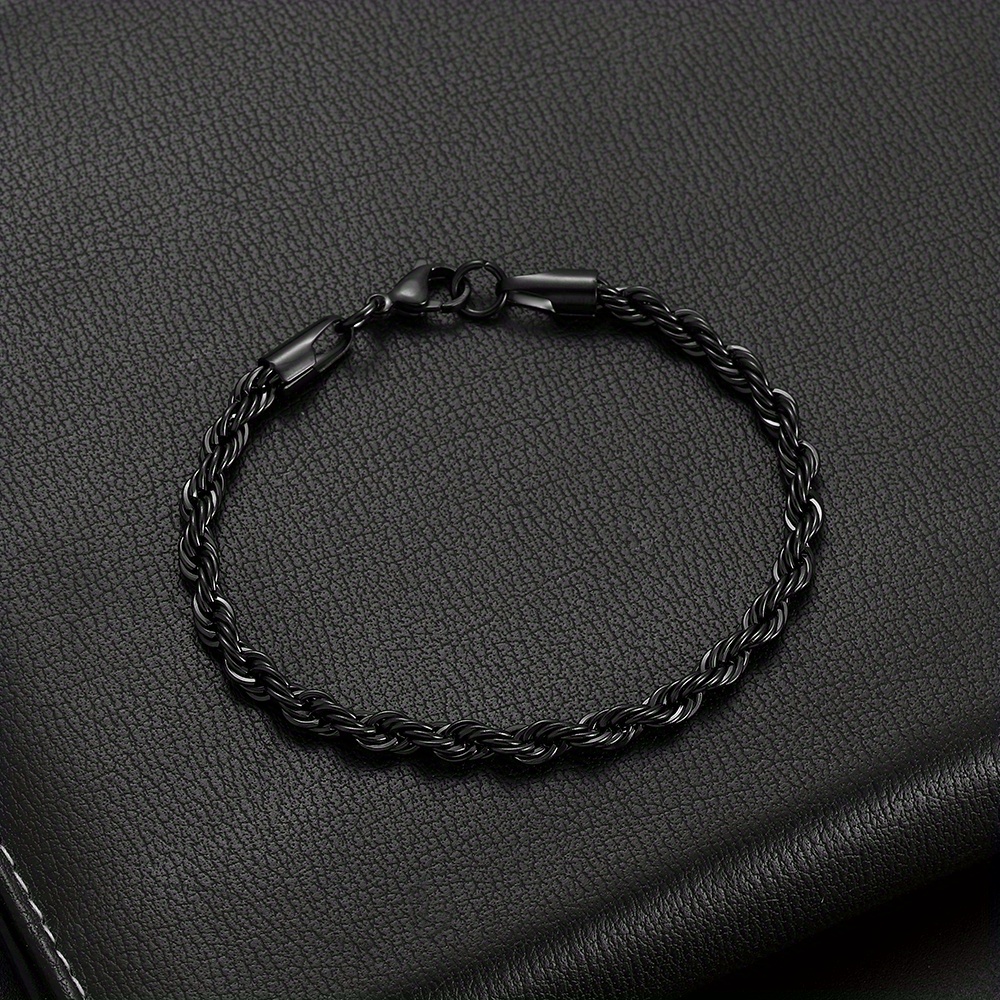 Image of Easy Design Width 5mm 316l 316l Stainless Steel Twisted Chain Bracelet Fashion Gift Jewelry For Men And Women Party Additions