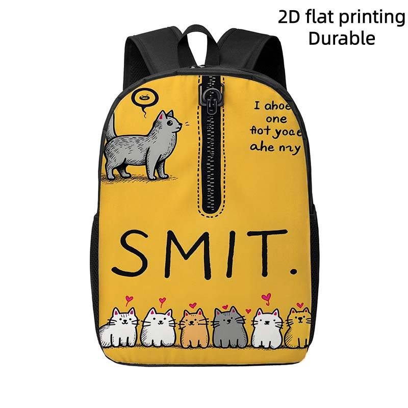 1pc backpack with cat themed design featuring   text and cute cat patterns a lightweight travel backpack with adjustable shoulder straps offering   capacity ideal for outdoor leisure and commuting use