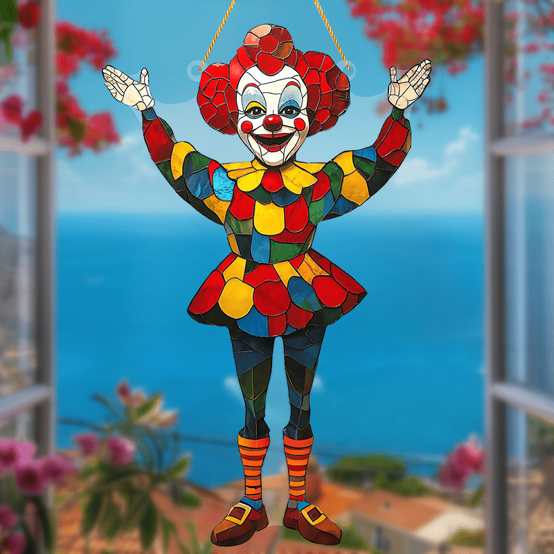 

1pc Vibrant Acrylic Clown Hanging Decoration - Patchwork Room, Windows, Porch & Game Room - Ideal Holiday & Accessory, Perfect Gift For Art Lovers