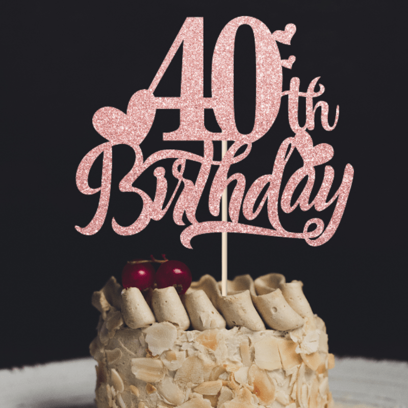 1pc Rose 40th Birthday Party Decoration, For 40th Birthday Cake Decor, Photo Prop