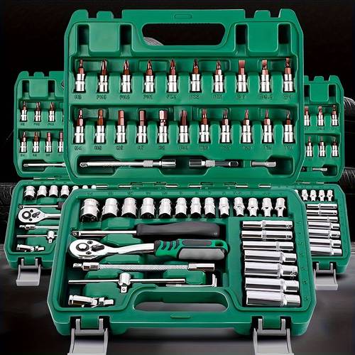 high end professional 216 and 53pcs mechanic tool set 4 3 8 drive depth and standard sockets ratchet wrench set torque wrench mechanic tool kits for auto parts repair and household mechanical tool kit for car bike repair tools