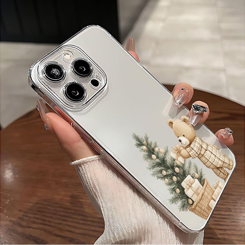 TEMU Phone Case - A Phone Case Featuring A Christmas Along With A Pine Tree And Gift Motif, Printed Using Uv Technology. It Offers 360-degree