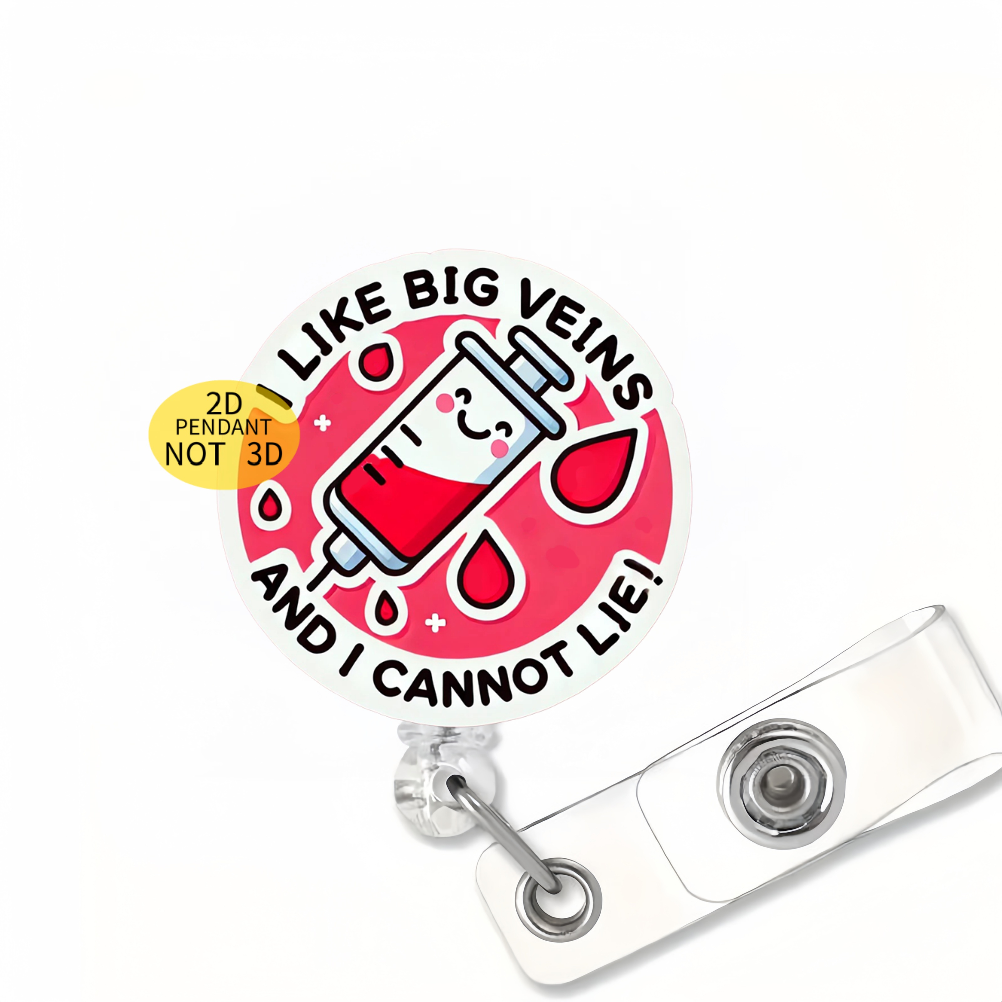 TEMU Porte-badge d'identification rétractable 2D pour infirmière avec pince et cordon - Thème médical adapté aux infirmières, étudiants en médecine,
