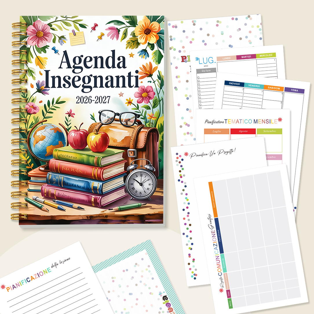 TEMU 2d Flat 1pc Planner, Italian Version Teacher', Academic Year Teaching Plan Themed Notebook, Back-to-school Gift, Graduation And Teacher Activity