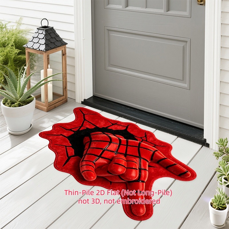 TEMU [2d Flat] Officially Licensed Warner . Superhero Irregular-shaped Non-slip Mat, For Bedroom, Living Room, Garden, Kitchen, Bathroom & Room