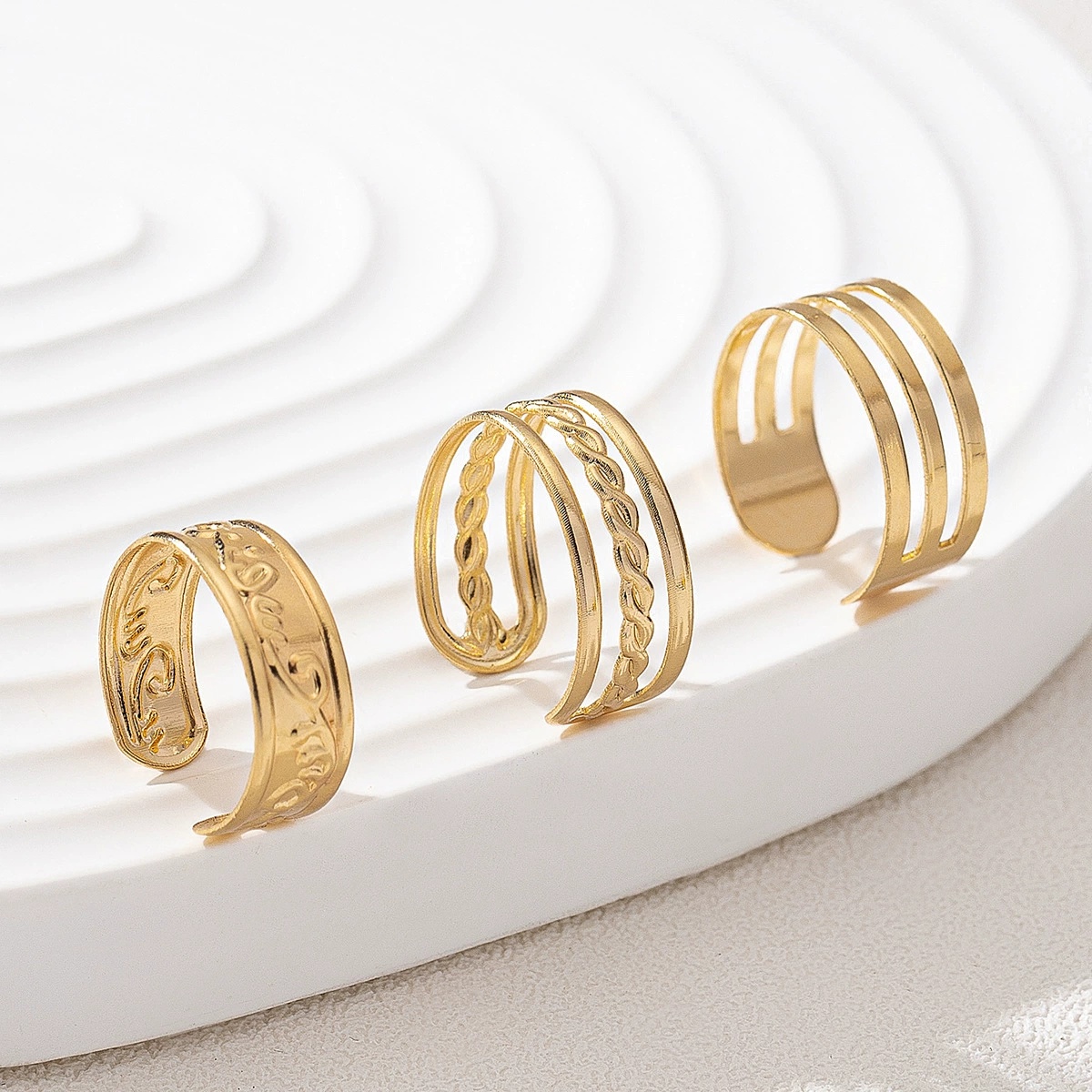 3pcs Set of Metal Geometric Line Toe Rings for Women