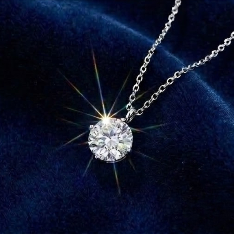 Women's Elegant 925 Silver Moissanite Necklace, Gift
