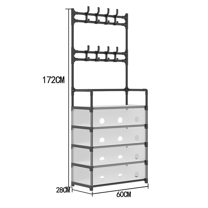 Simple Dustproof Shoe and Hat Rack, Multi-Layer Entryway Shoe Shelf for Home, Dorm, and Rental Apartments, All-in-One Shoe Storage Cabinet CS