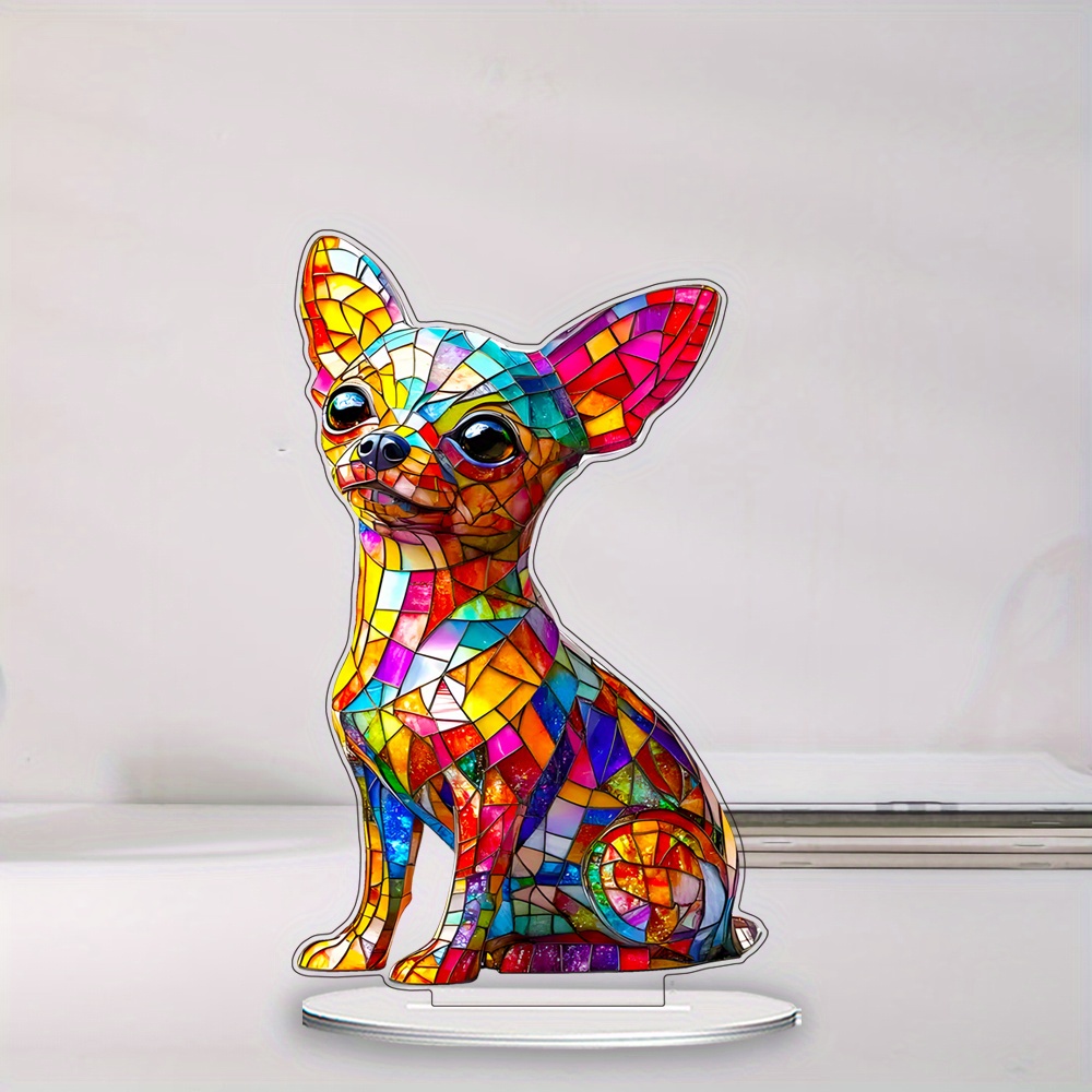 

1pc Acrylic Chihuahua Dog Garden Suncatcher, 2d Hollow-out Design Decorative Ornament, Acrylic Sign For Garden, Window , Bedroom, Study, Living Room, Porch Decor, Birthday Gift Craft