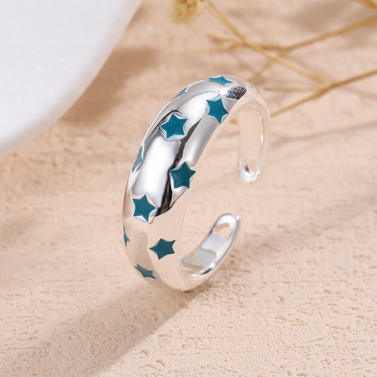 Adjustable Open Copper Ring with Aesthetic Five-Pointed Star Accent