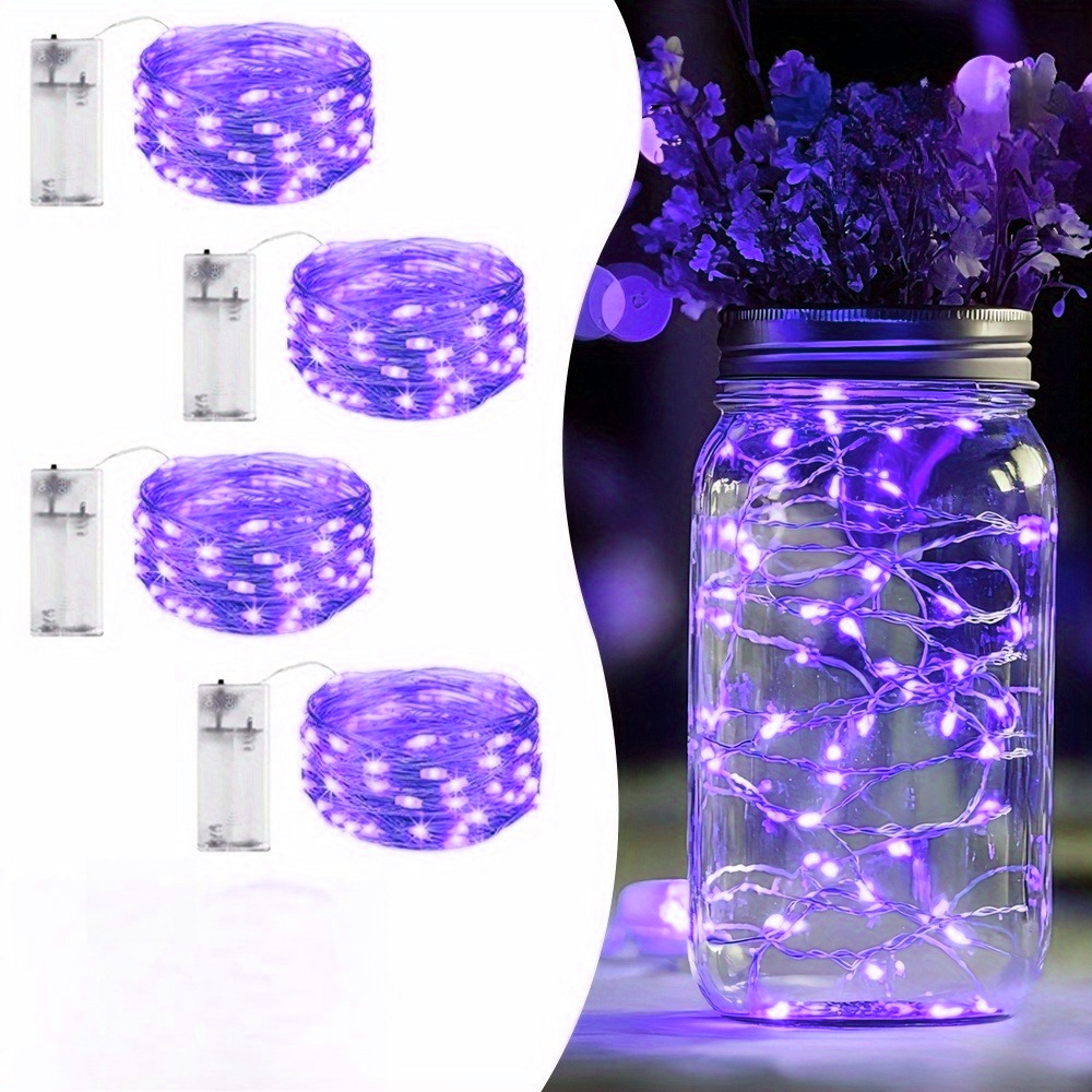 TEMU 2pcs/4pcs/set, Halloween Decoration, Lights, 2m 20led, Purple Light String, Mini Light, Firefly Starlight, Christmas Light, Indoor Light String,