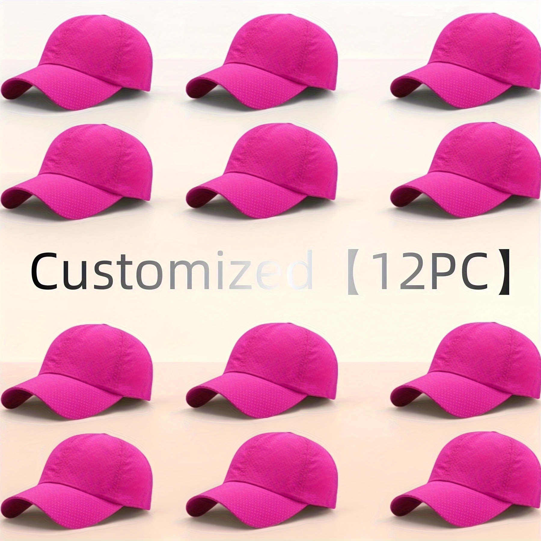 12 Custom Text Baseball Caps, Quick-Dry Mesh Sun Hats