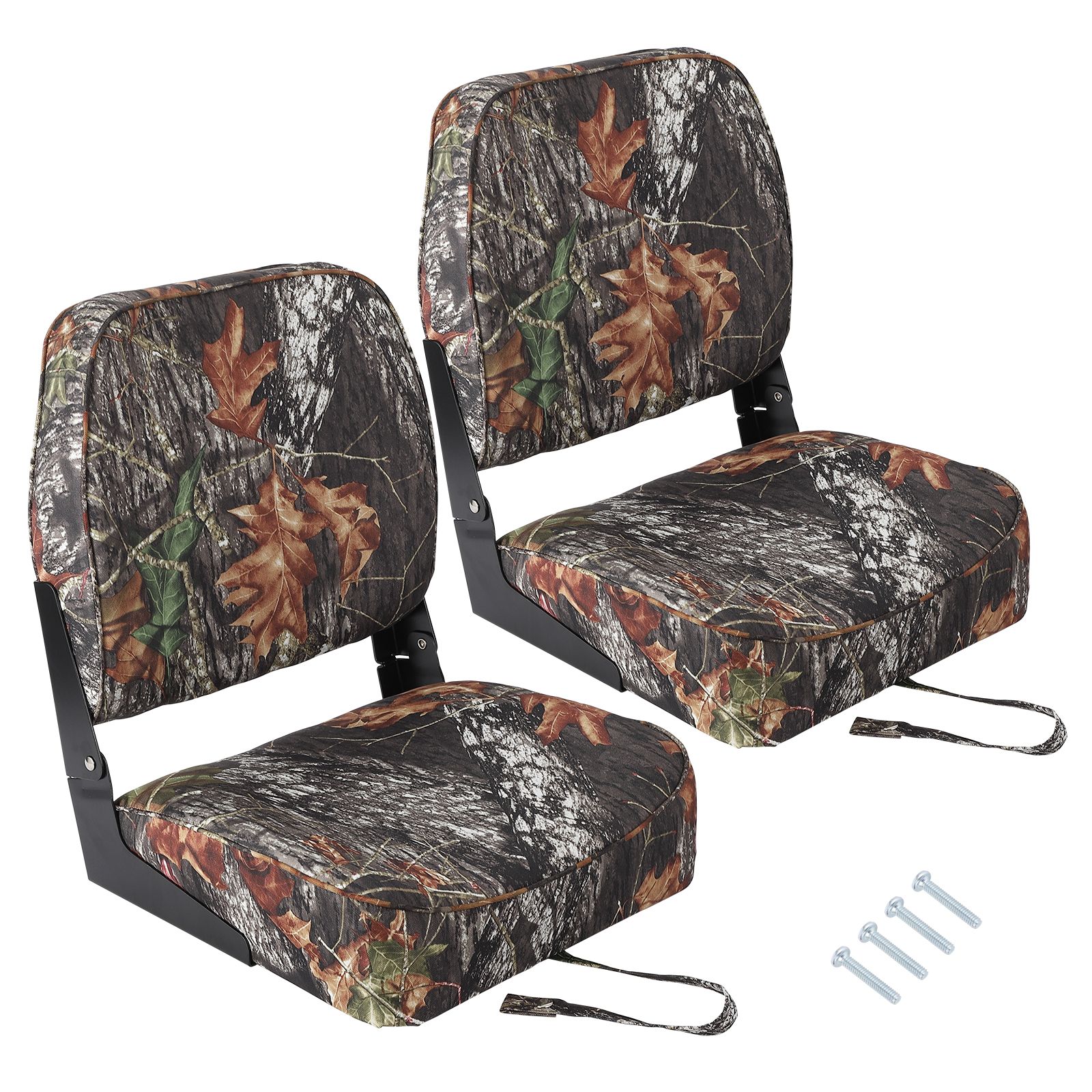 Image of Set Of 2 Waterproof Folding Boat Seats, Cushioned Marine Chairs With High Backs Designed For