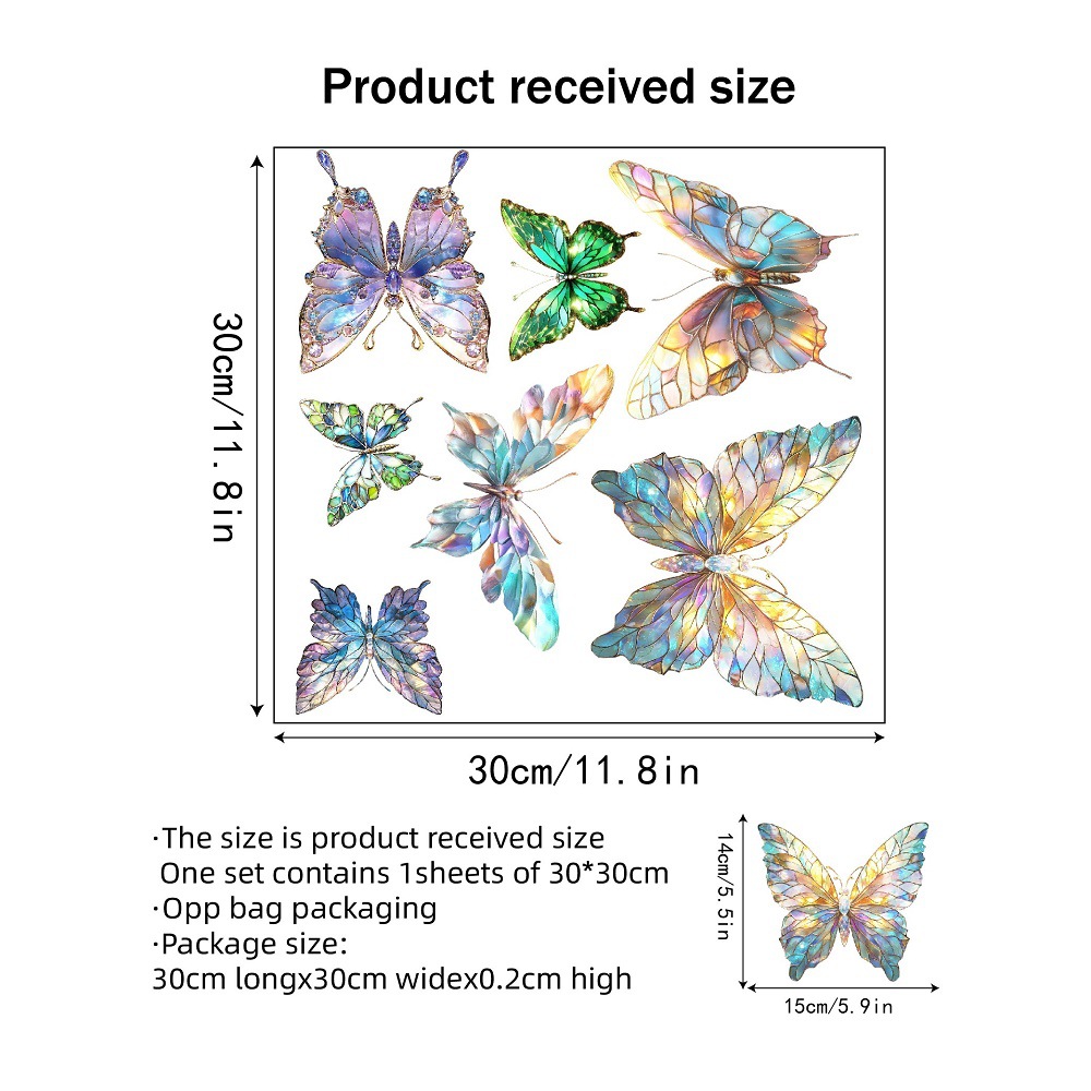 7pcs Window Decals For Bird Strikes, Colorful Reflection Sticker, Sun Catcher Stickers For Glass Windows
