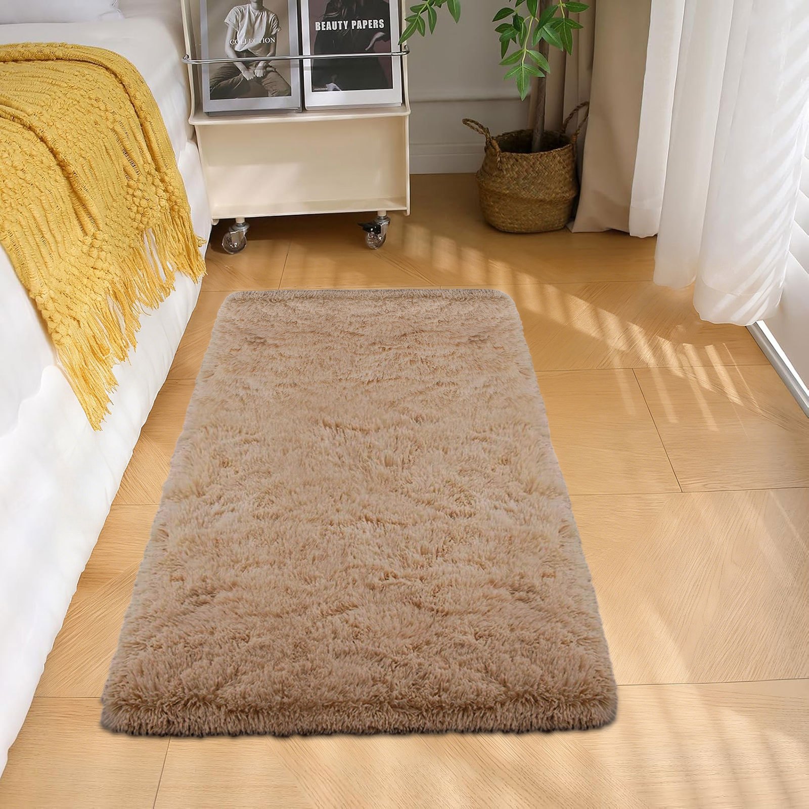 TEMU 1pc Rectangular Multicolor Friendly Soft Bedside Rug, Suitable For Colors And Sizes, , Comfortable Foot Feel, Christmas Gift Style, Bedside Rug,