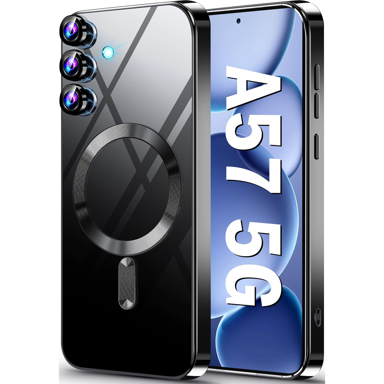TEMU Phone Case: Case For A57 A37 4g 5g With Clear Shockproof Slim Magnetic Cover Protective Magnet Non-yellowing Cover Back