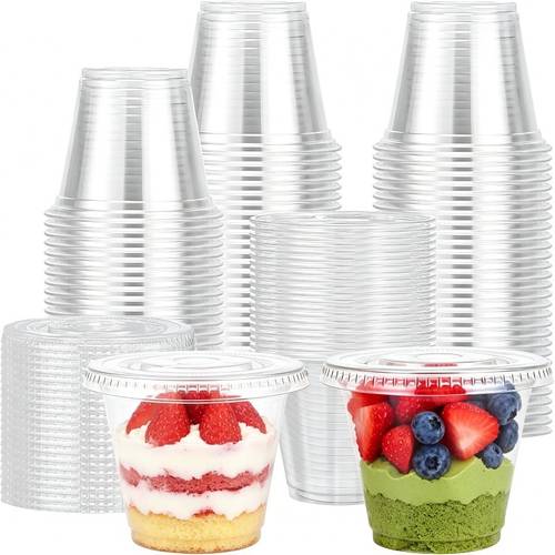 40pcs set 20 cups 20 lids 9oz cream cups ideal for serving pudding mousse tiramisu fruit parfaits and yogurt bowls coffee shops and dessert bars great for bridal showers birthday dessert tables and catering events