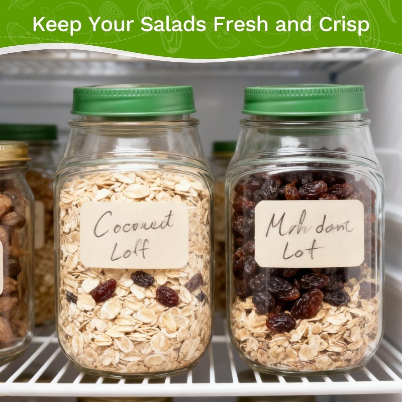 Mason Jar Salad Container, Side Opening, Convenient Lunch Container with Condiment Holder, Microwave, Dishwasher, and Refrigerator Safe. Ideal for Lunch, Dinner, Office, and Travel. A Practical Kitchen Gadget.