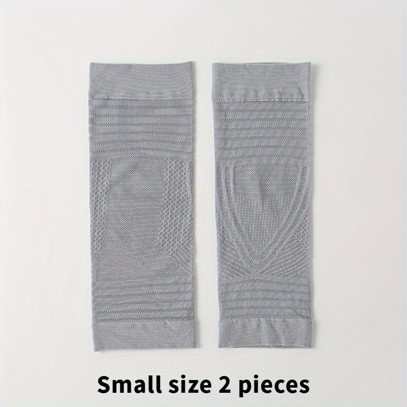 2 Breathable Sports Knee Compression Sleeves, Lightweight Elastic Woven Fabric, Hand Washable, No Charging- Gray And Beige