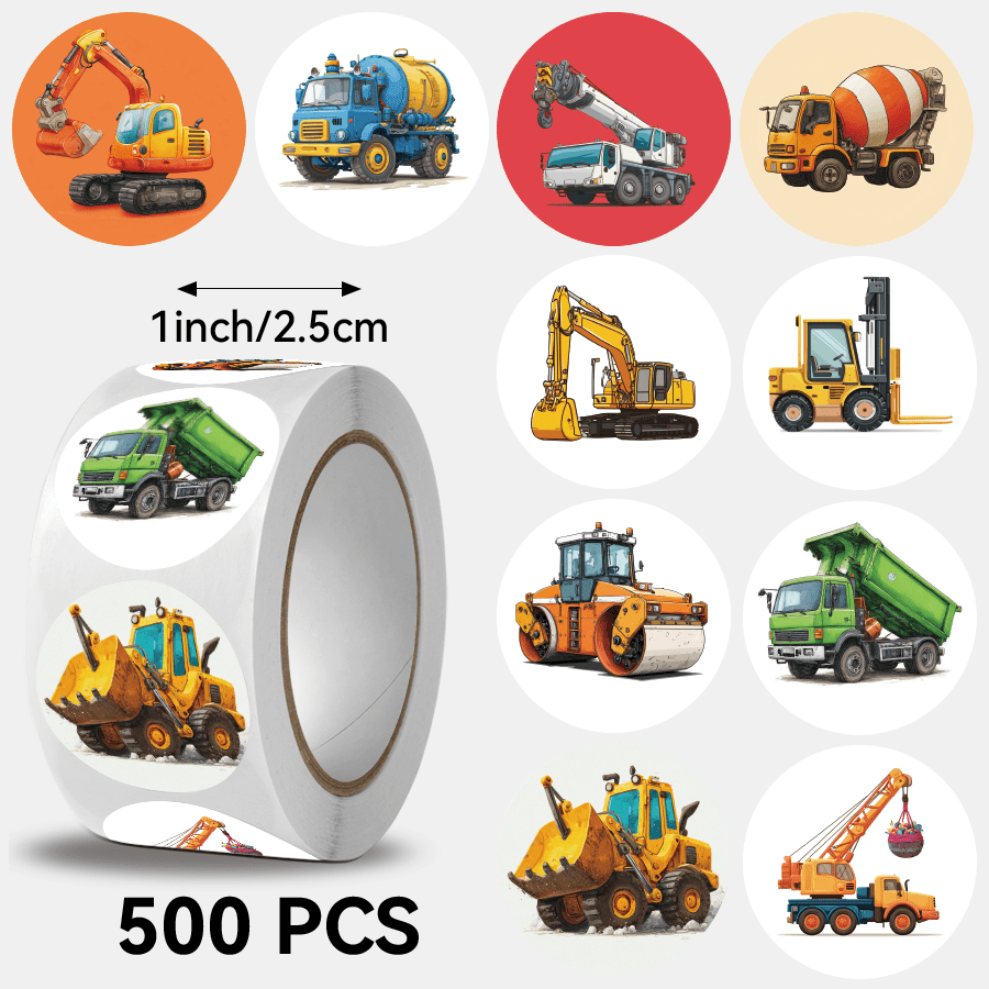 500pcs Construction Vehicle Stickers