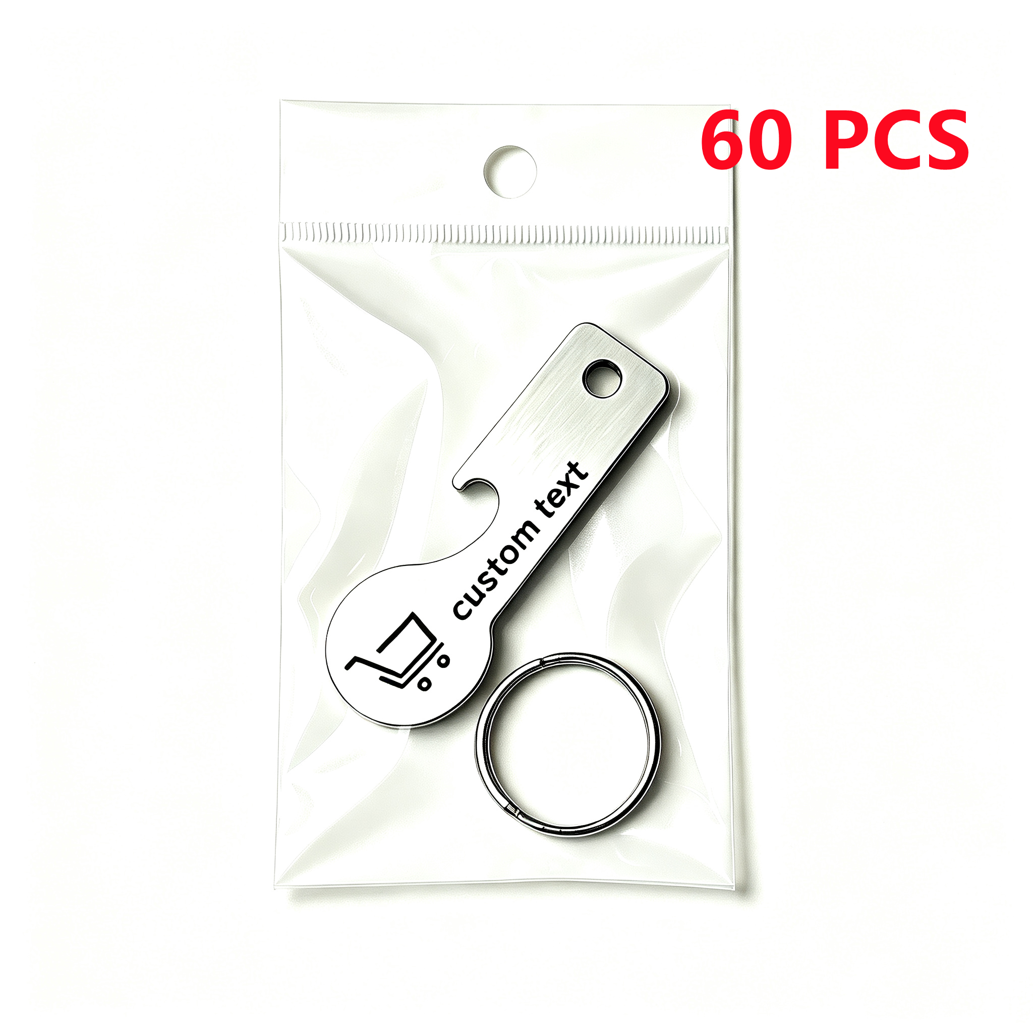 TEMU 15/35/60pcs Supermarket Shopping Cart Token/bottle Opener Keychain - Personalized Unisex Heavy-duty Thickened Stainless Steel Keyring With