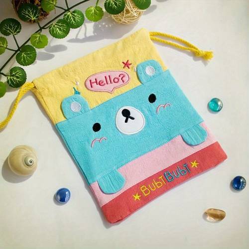 bear embroidered applique draw string bag drawstring pouch 6 7 8 5