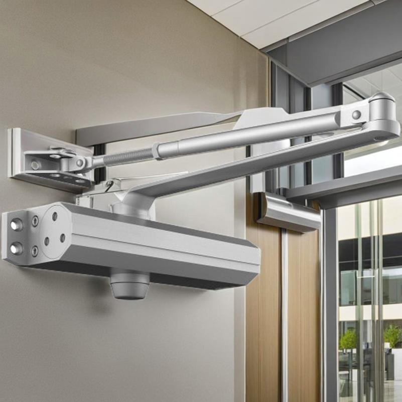 Automatic Hydraulic Door Closer Heavy Duty Cast Aluminum for Residential and Commercial Use Adjustable Size Supports 150 kg Easy Installation Silver Finish