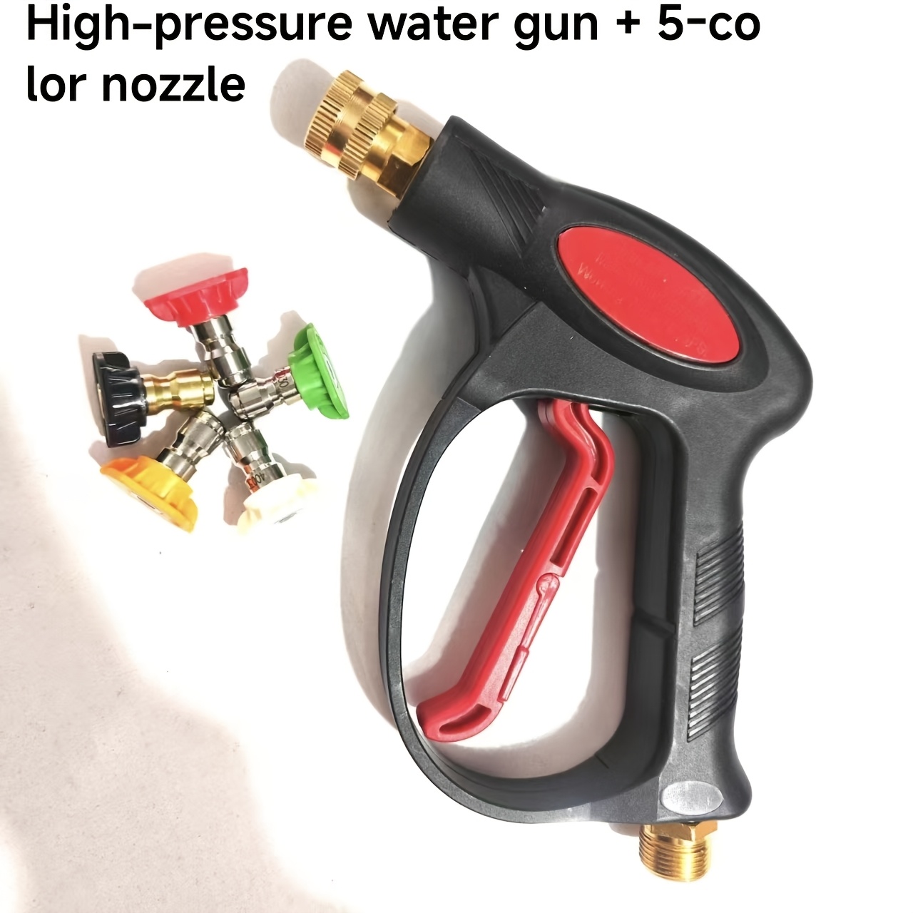 TEMU High Pressure Water Gun/high Pressure Water Gun And 5-color Nozzles (5pcs Different ) Set Optional, Car Washing Tool High Pressure Washer Gun,
