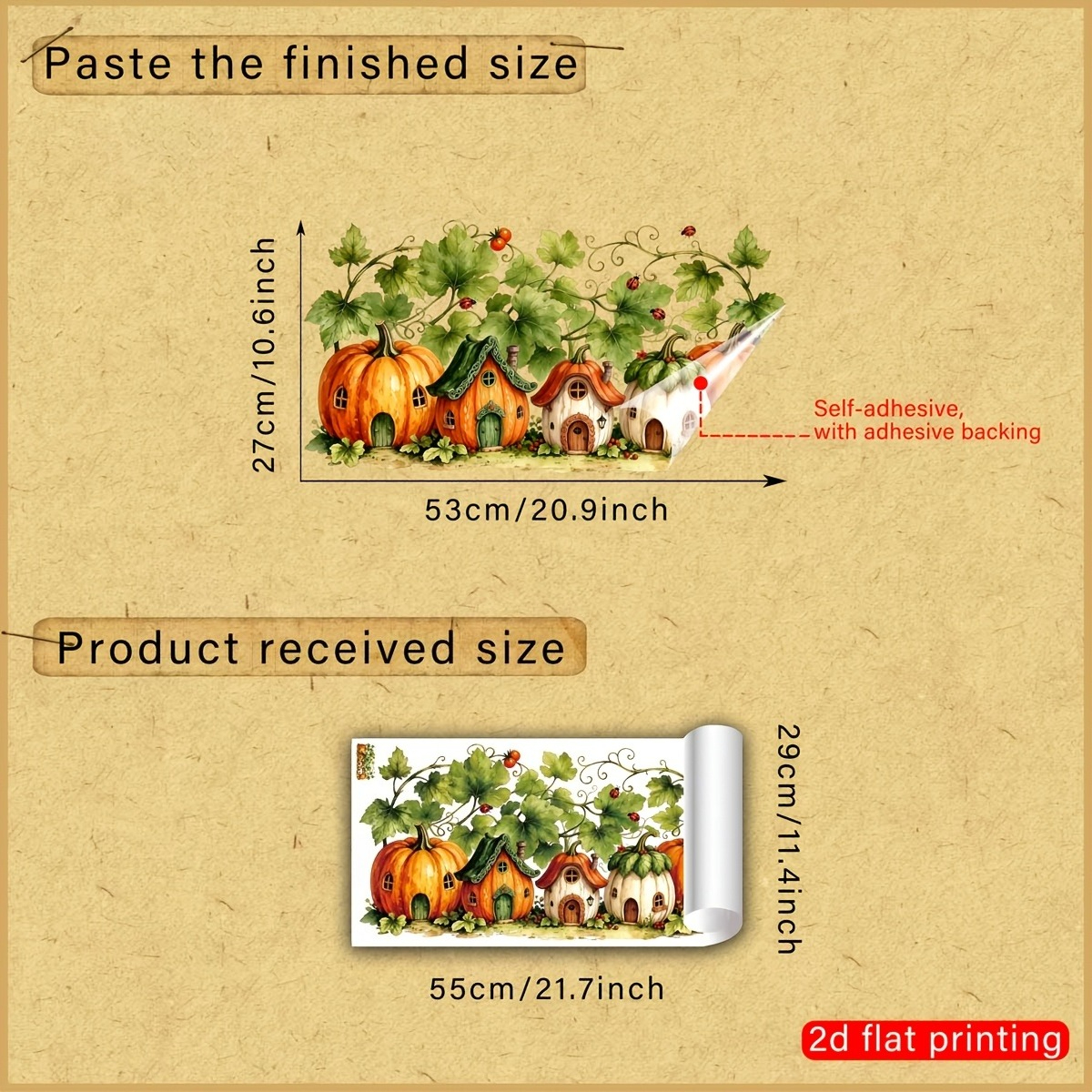 TEMU 2d Flat - 2d Flat - 2d Watercolor Fall Themed And Vine Static Cling Window Stickers, Reusable Removable No Glue Easy And Stick Autumn Vibe