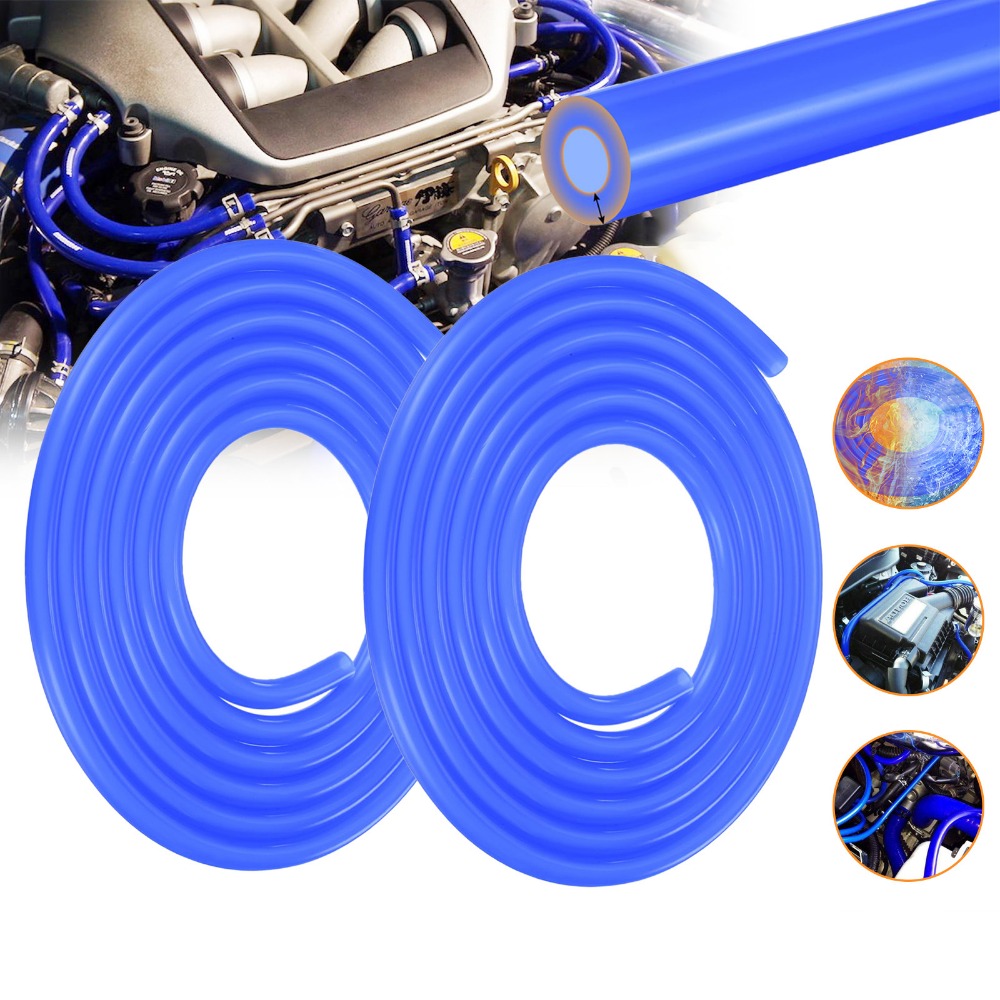 2pcs 5m Blue Vacuum Hose 3mm Id, Fuel Line Tubing With High And Low Temperature Resistance, Flexible Elastic Tube For Fuel And Vacuum Systems