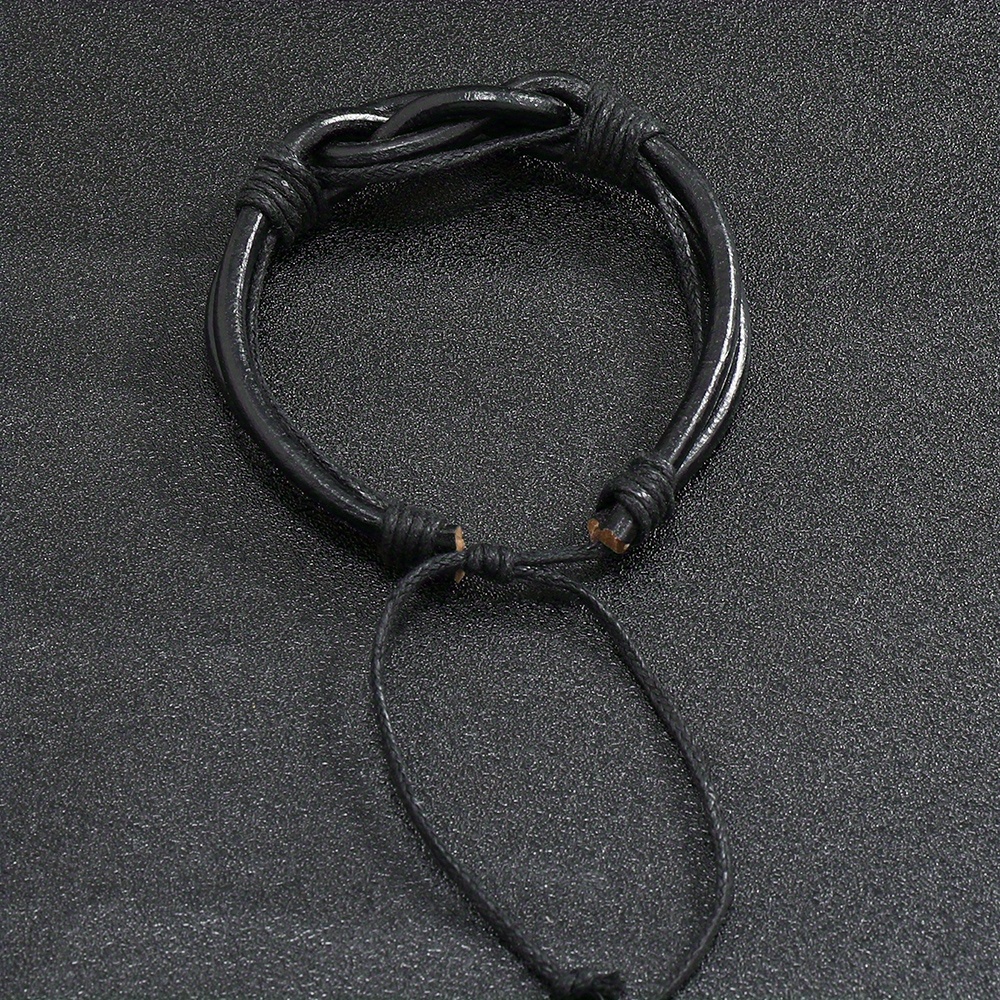 Unisex Faux Leather Braided Bracelet, Adjustable Accessory