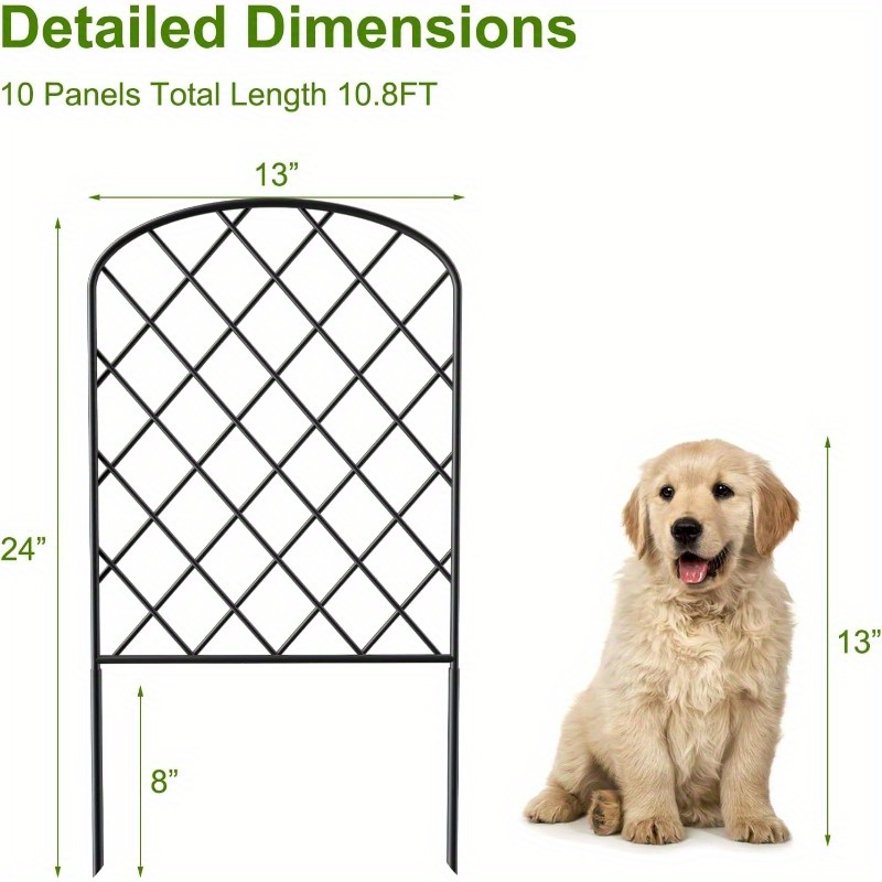 TEMU 【3d】 [3d] 10-pack 10ft X 24in Metal Garden Fence, Rustproof Decorative Animal Barrier For Yard Courtyard