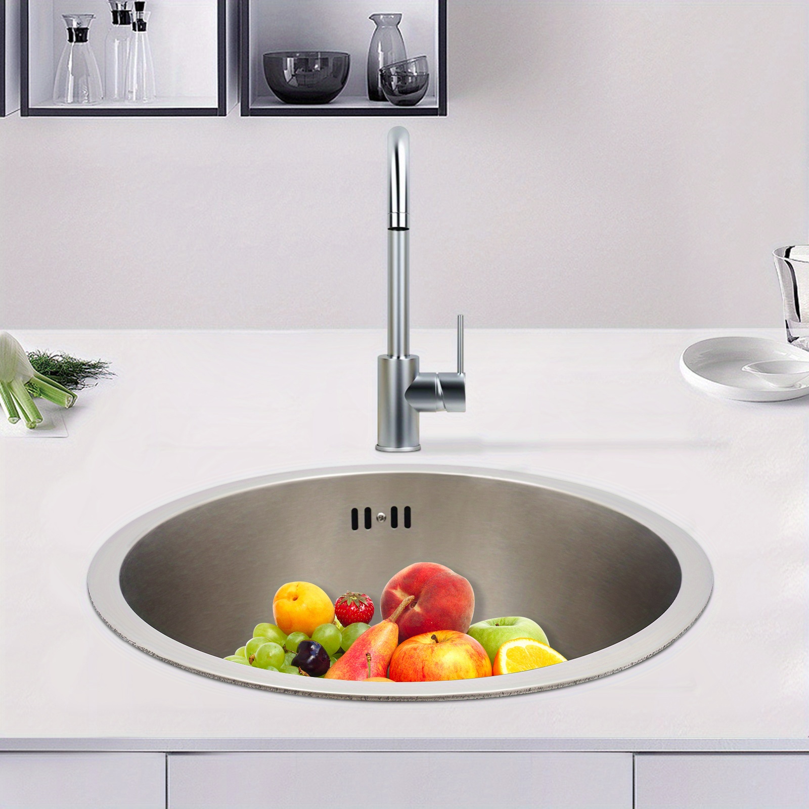 TEMU 304 Stainless Steel Undermount Kitchen Sink, Silvery Kitchen Sink, Single Bowl Sink, For Homes, Restaurants, Basements