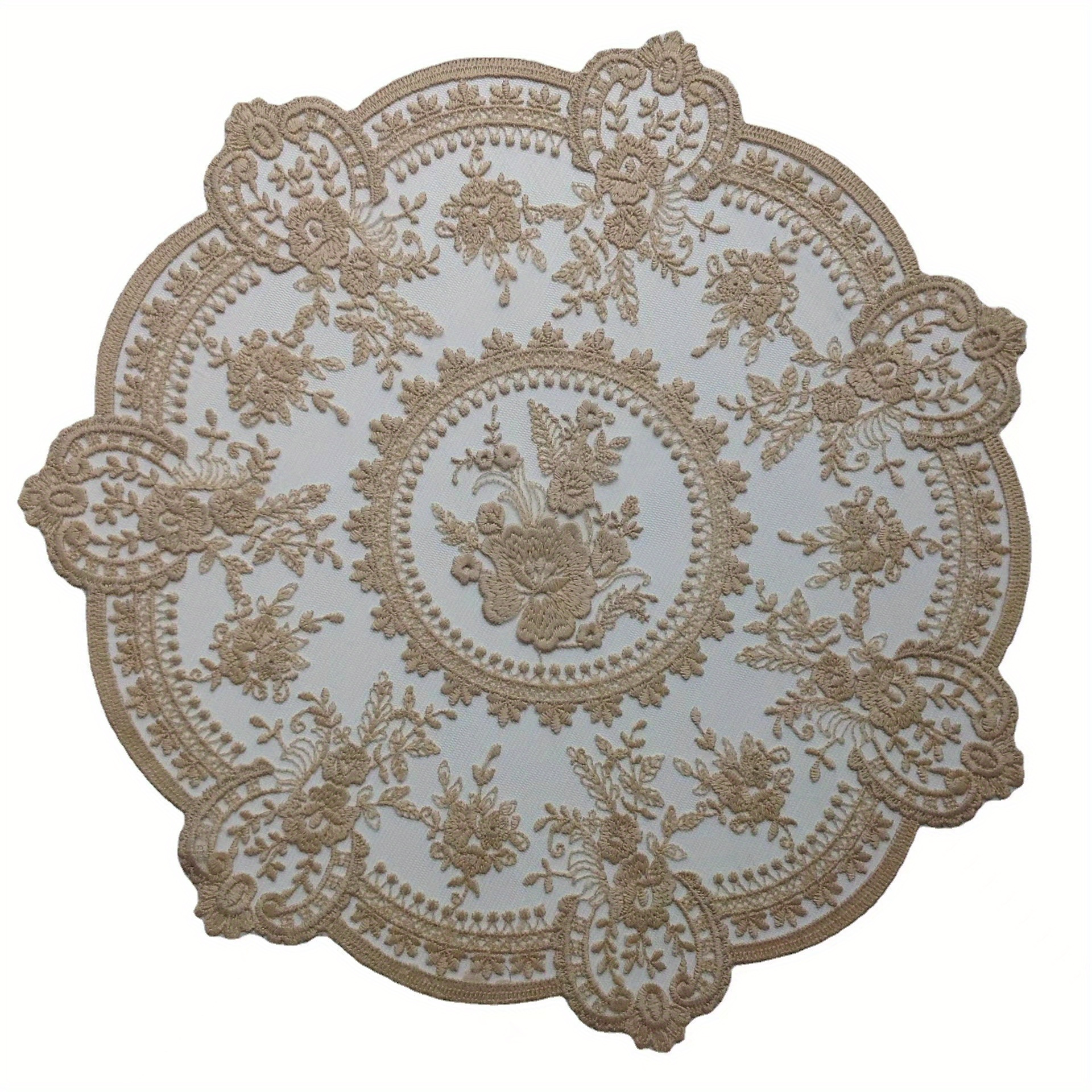 TEMU Style Lace Embroidered Table Mat With Hollow Patterns