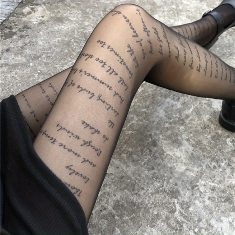 Image of 1 Pair Thin Transparent Pattern Pantyhose Temperament Women's Fashionable Pantyhose Suitable For Daily Wear