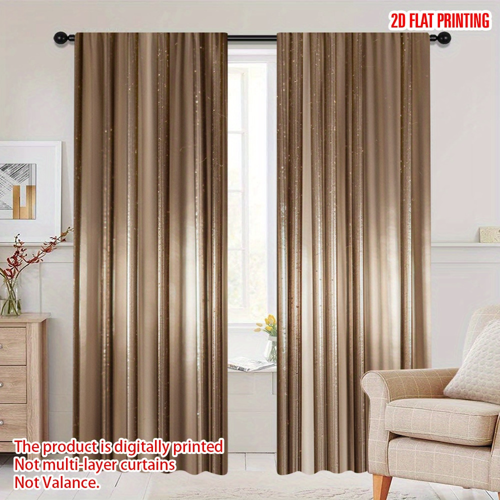 TEMU 2d Flat, 2d , 2pcs Set Of 2d Printed Vertical Stripe Metallic Pattern Blackout Curtains, Size 21.65x 59inch/55x 150cm, Made Of Soft Polyester
