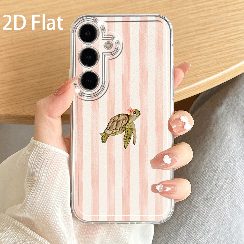 TEMU Phone Case: 2d And White Striped Sea Turtle Floral Phone Case, Suitable For Galaxy A15 A16 5g A17 A21s A22 A23 A24 A25 A26 A32 A34 A35 A36 A50