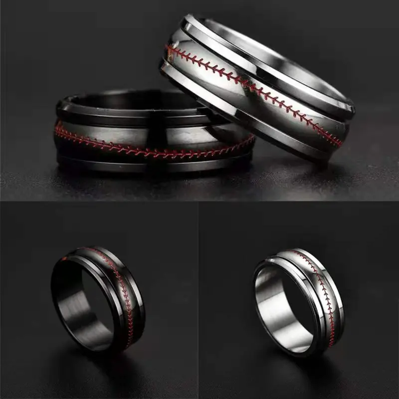 1pc sports style stainless steel olive head pattern rotatable mens ring valentines day gift Product details 0